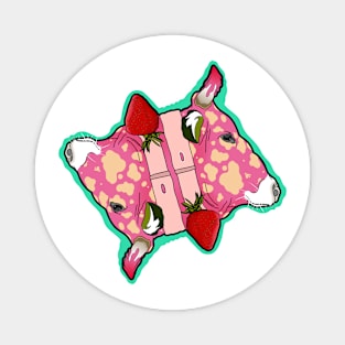 Strawberry Cow playing card style Magnet